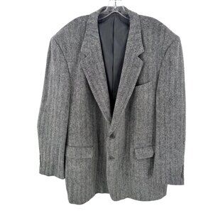 MONSIEUR ADOLFO MEN'S BLACK & GRAY HERRINGBONE WOOL SPORT COAT BLAZER JACKET 52R